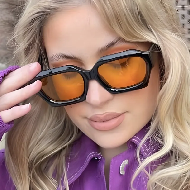 Newest Classic Sun glasses Outdoor Vintage Polygon Irregular Shades UV400 Rivets Rectangle Shades Sunglasses