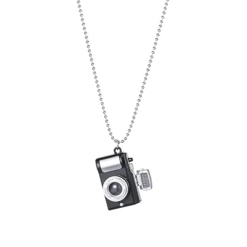 Hidden Hip Hop Can Flash Sound Luminous Small Camera Stainless Titanium Steel Necklace For Men And Women