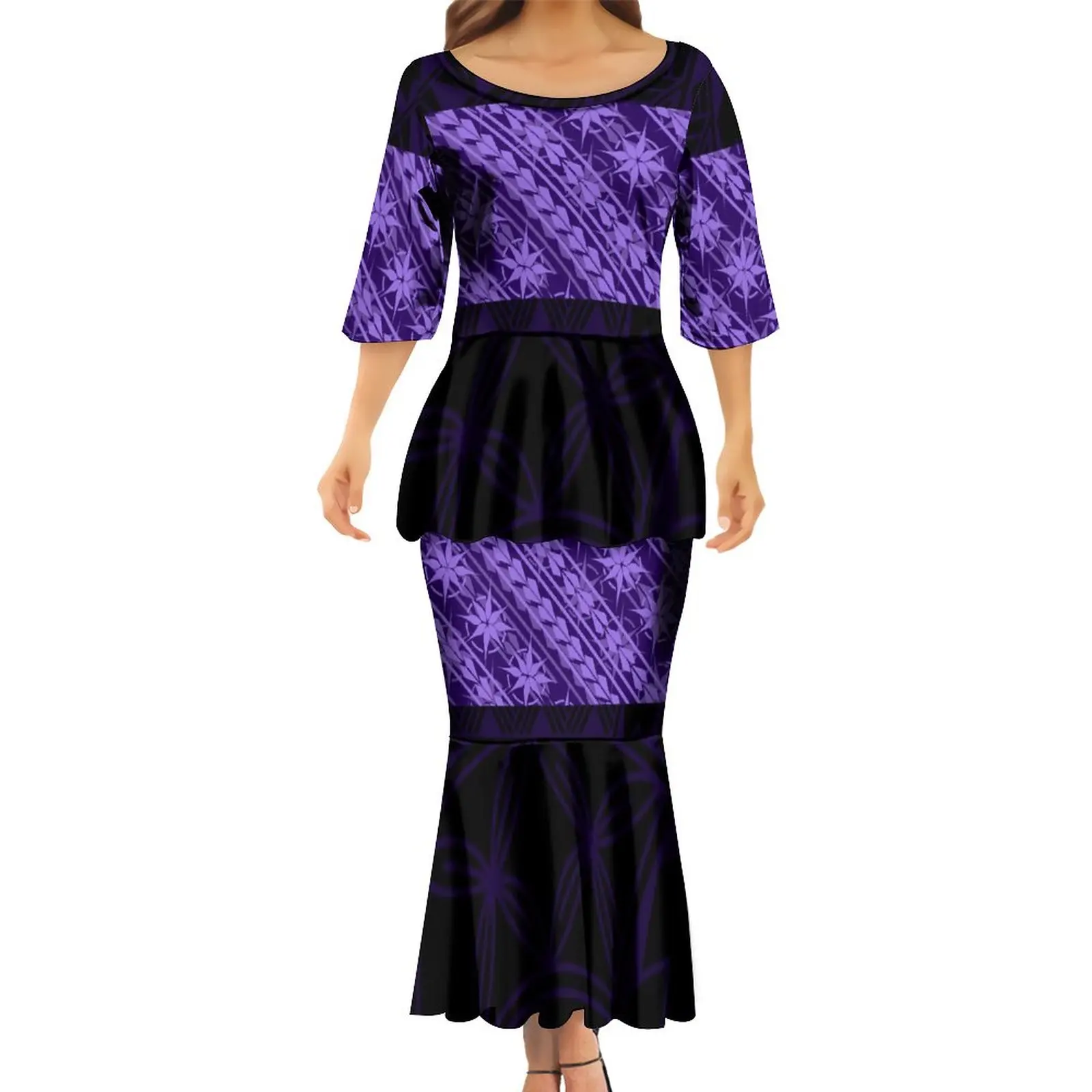 2023 Spring Fashion 7XL Tops And Skirt High Quality Dresses Pacific Heritage Retro Style Pletasi Two Piece Drop Shipping