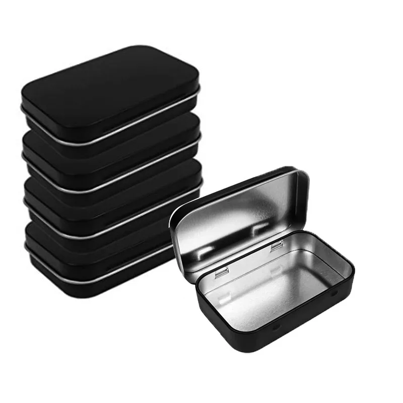 Wholesale Custom Printed Metal Hinged Tin Box Small Rectangular Tin Box for Storage