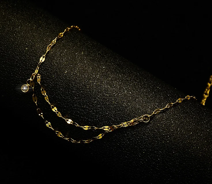 
Wholesale Stainless Steel Simple Bling CZ Diamond Chain Women Anklets Foot Jewelry 