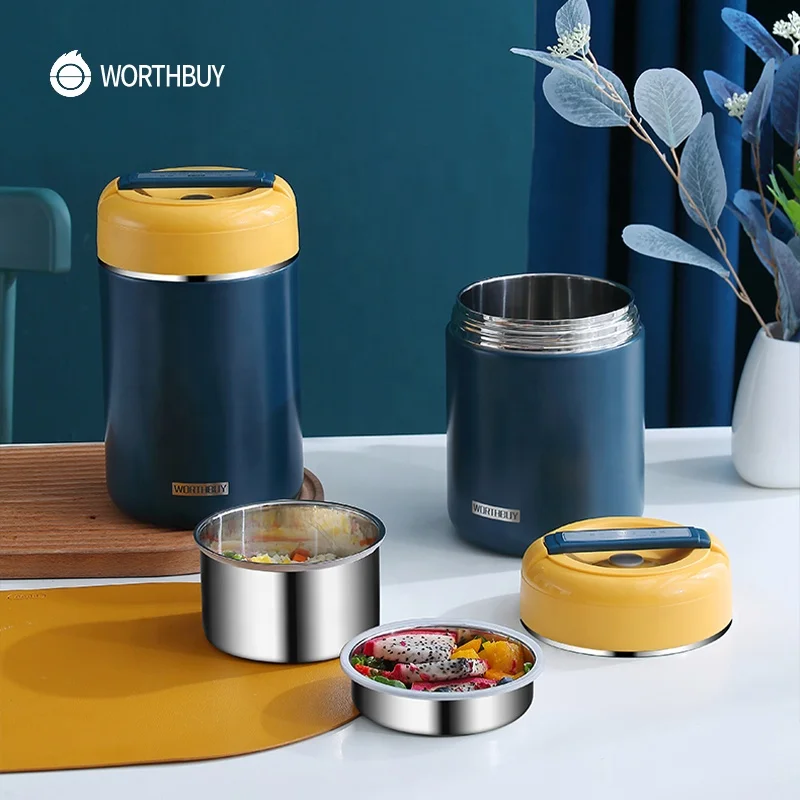 WORTHBUY Office School Food Jar 304 Stainless Steel Food ContainerThermal Vacuum Insulated Lunch Box For Cold and Hot Food