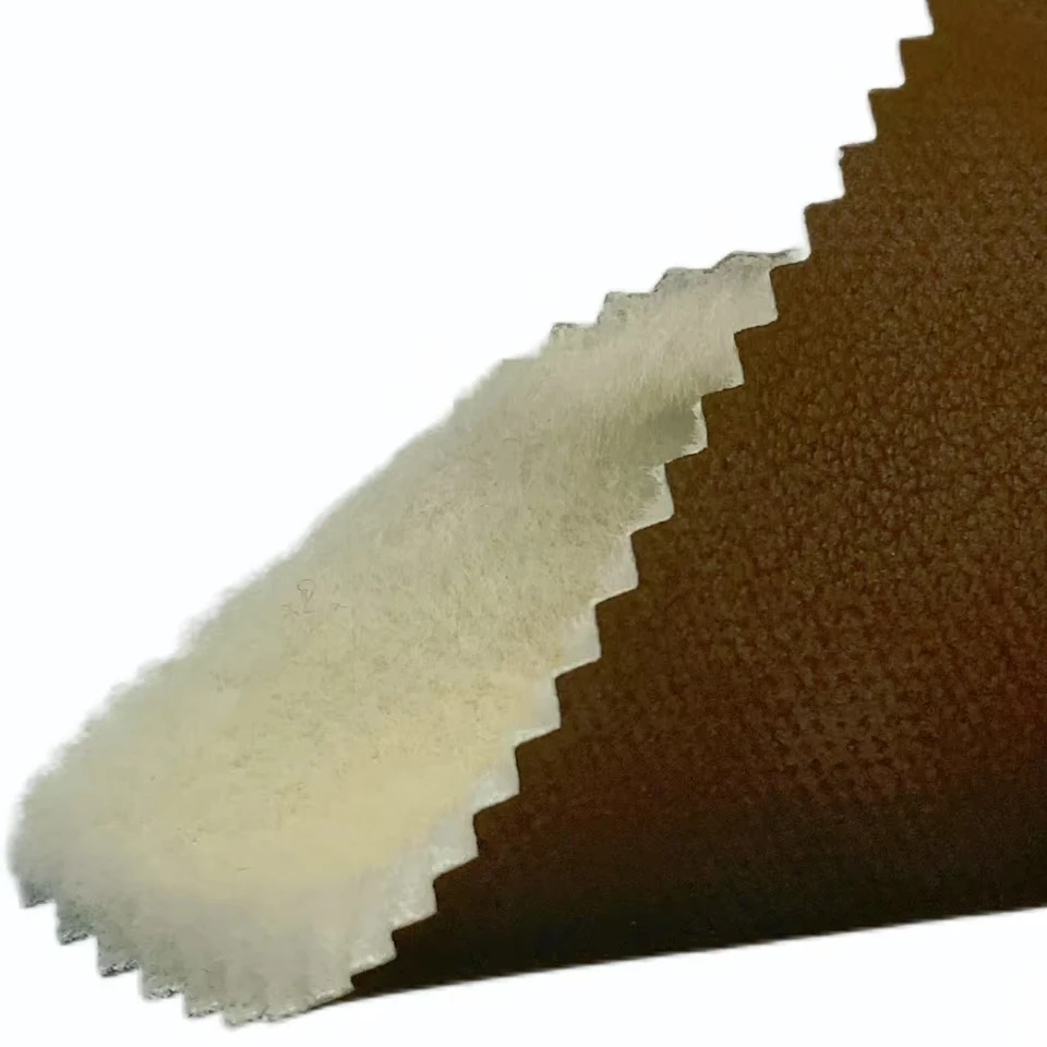 Affordable Waterproof PU Coated Faux Leather New Technology Fur Integrated Polyester Backing Fabric For Shoe Coat Jacket Seat