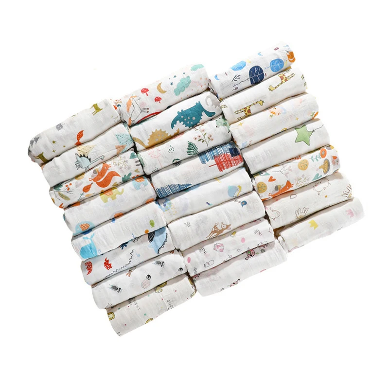 Custom Breathable Print Cotton Quilt Bamboo Baby Muslin Swaddle Blanket Super Soft Newborn Baby Blanket