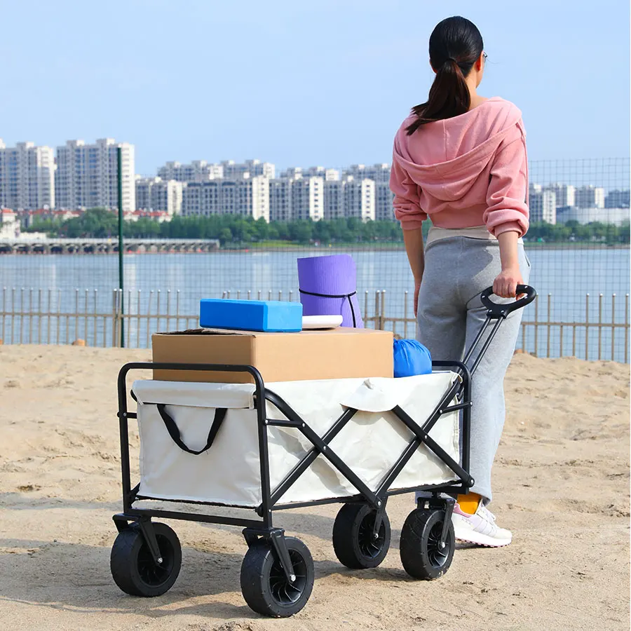 Beach Garden Pull Trolley Collapsible Folding Outdoor Portable Utility Cart Heavy Duty Large Capacity Foldable Wagon