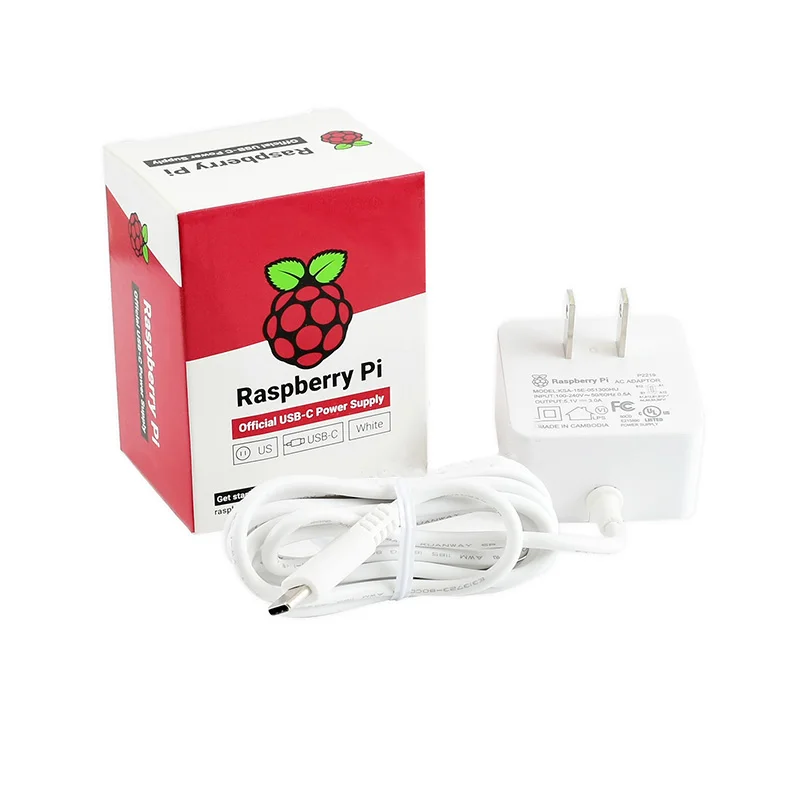 
Official USB-C Power Supply for Raspberry Pi 4 US /EU/ UK White/Black PI-PSU-5V3A-USB-C Raspberry Pi adapter charger 