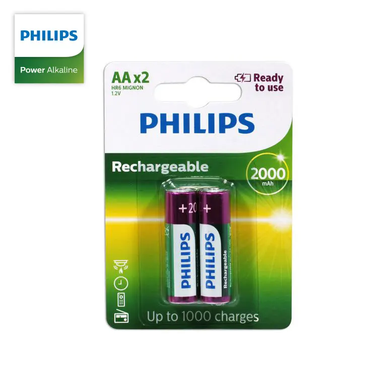 Philips long life rechargeable battery 1.2V AA 2500mah NI MH rechargeable battery