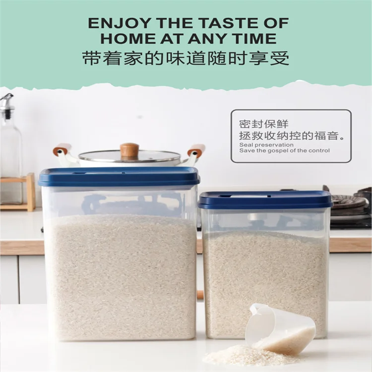 Airtight food jar plastic clear rectangle stackable airtight canister Airtight food jar 3.4L