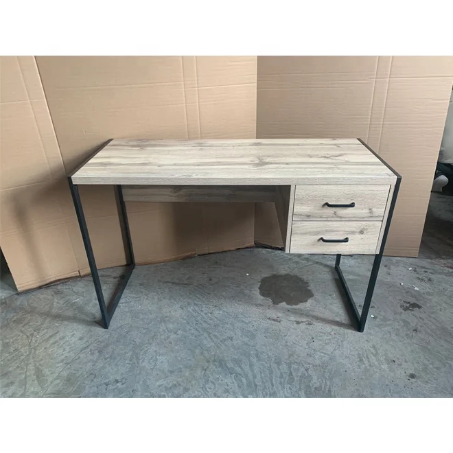 Cheap Two Drawer Wood and Metal Study Computer Desk Table