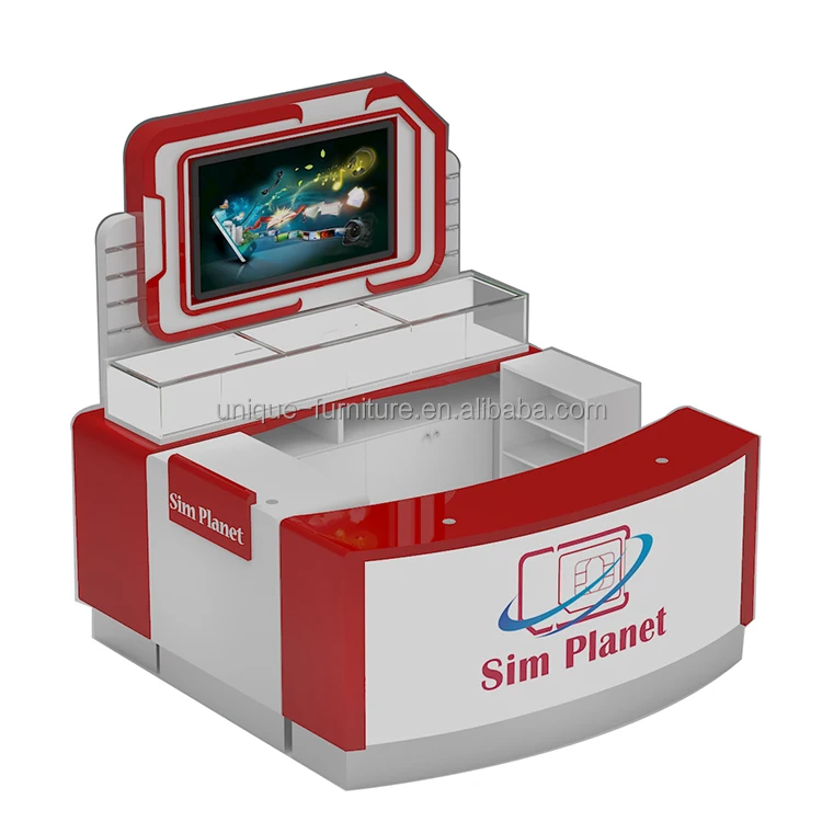 Useful and classic SIM planet kiosk design modern cell phone kiosk booth design retail mall kiosk for sale