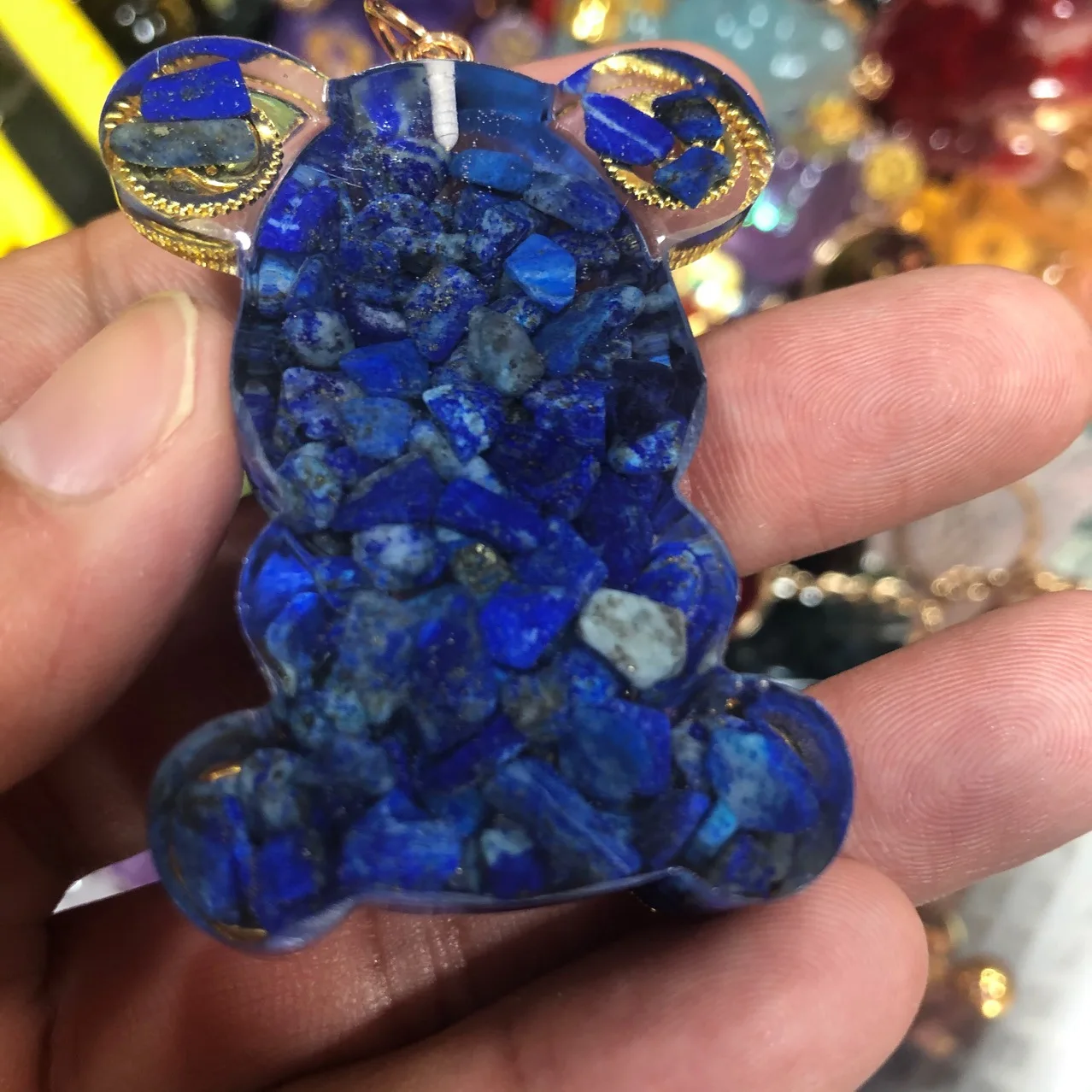 gemstone natural stones bear Keychain Accessories Creative Funny Like Real Keychain 3D Safety