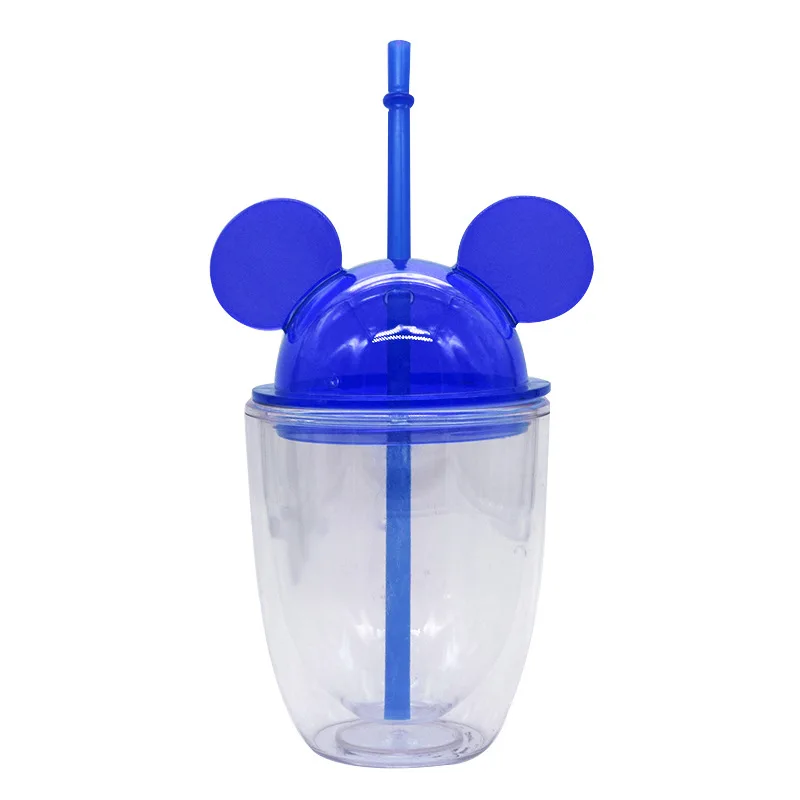 Wholesale 10oz 16oz Clear Ear Shape Tumbler Acrylic Plastic Tumbler Minnie Mouse Tumbler black Mickey Mouse Cup