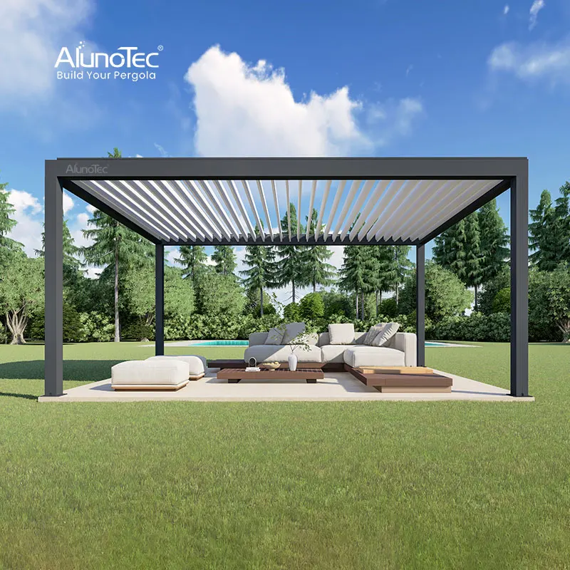 Garden Aluminum Pergola Roof Kits Patio Cover Aluminium Gazebo Louvered Roof Canopy Designs