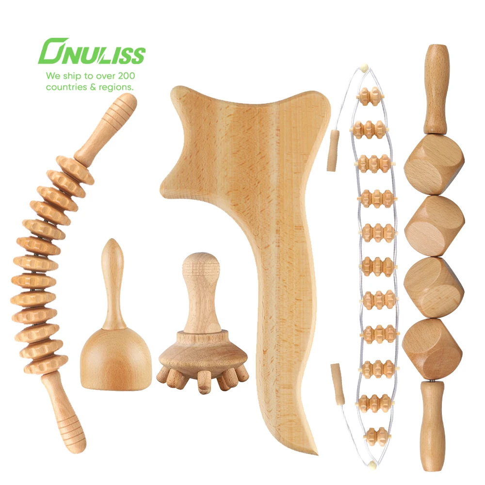 Gua Sha Tools Spine Stretcher and Aligner Massage Tools Wood Relax Massage Ball Roller Cellulite Wooden Body Roller Massager