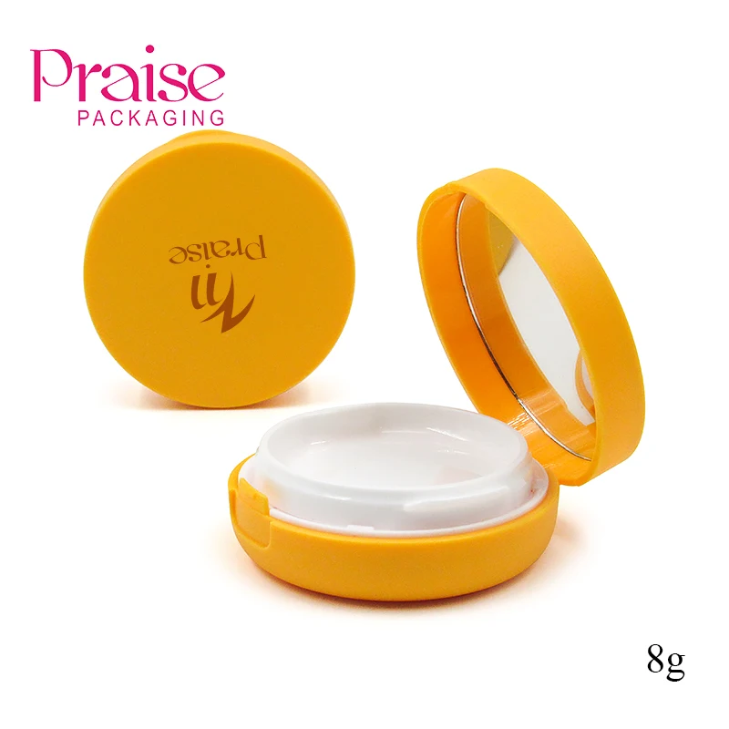 8g Fashion Cosmetic Round Cushion BB Foundation Case with Mirror, Macaron Color Makeup Cushion Powder Empty Case Packaging