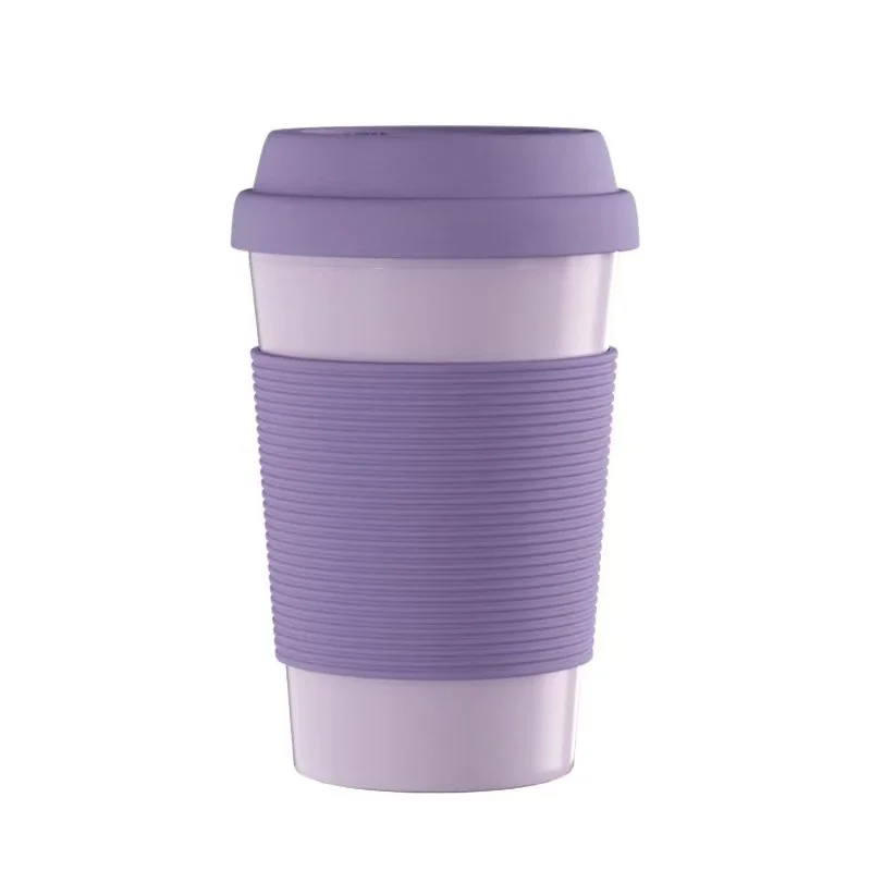 Do Not Contain Melamine Bioplastics 350 ml Bamboo Fiber Coffee Cup Mug Portable Microwave Oven Equipped with Silicone Cover