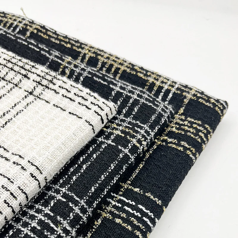 China Manufacturer white tweed metallic tweed fabric twill tweed fabric textured fabrics for clothing