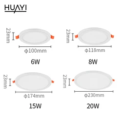 KLUMIA High Brightness Indoor 6 8 15 20 Watt Commercial Ceiling Home Office LED Panel Light