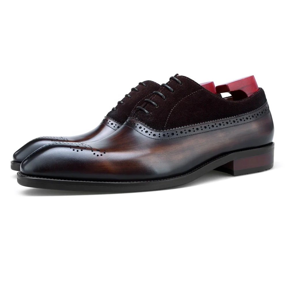 
New Arrival Handmade Painted Men Suede Italian Genuine Leather Official Business Wedding Dress Shoes 