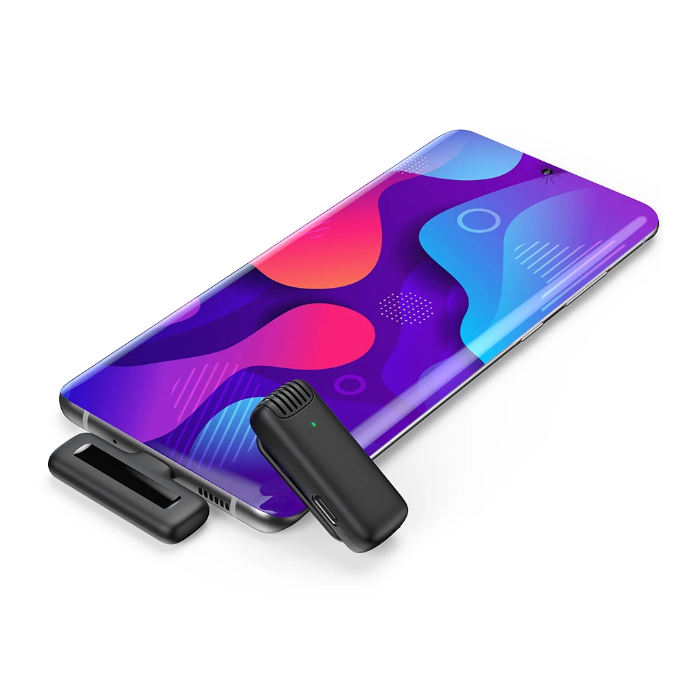 Apexel Wireless Lavalier Microphone, Plug-Play Wireless Mic for iPhone with Noise Reduction Portable Mic for Video Recording