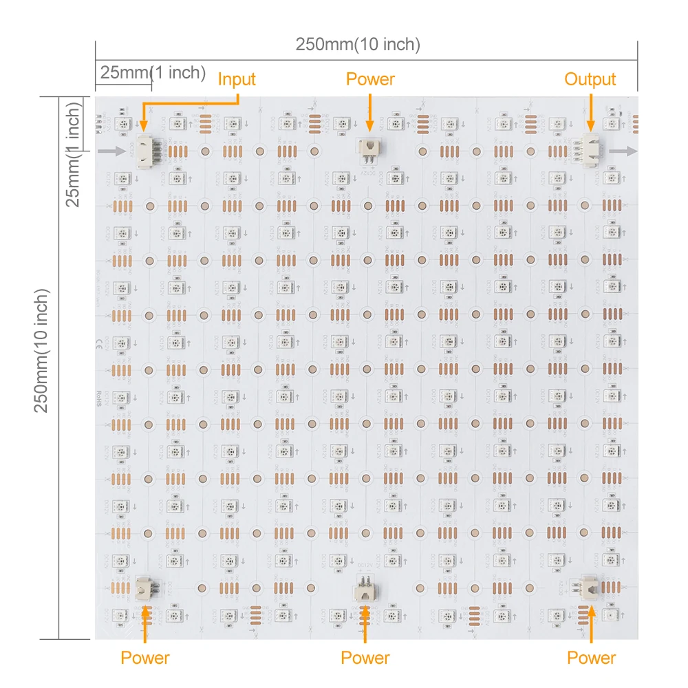 High Brightness Pixel RGB addressable RGBIC 12V 100LED SMD 5050 Cuttable Matrix led sheet for Light Box Backlight Lighting