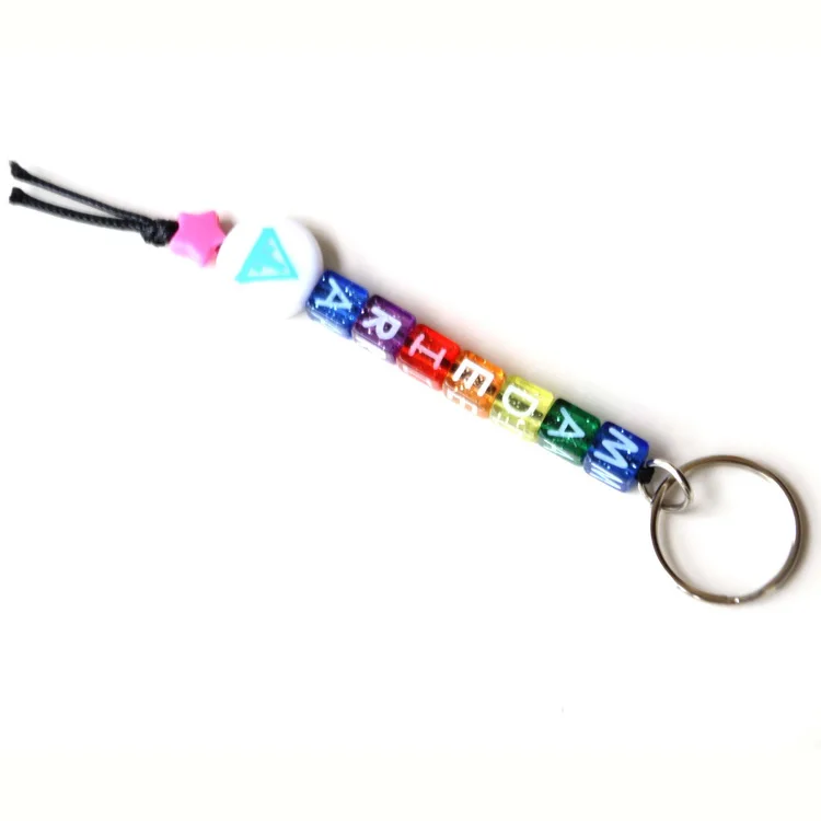 Wholesale custom logo Madeira souvenir city name DIY acrylic letters cube keychain