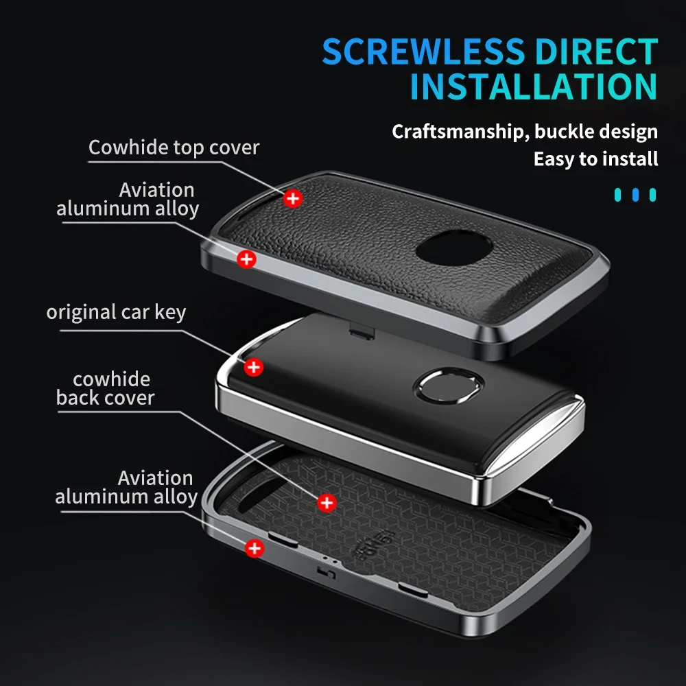 New Aluminum Leather Car Key Case Cover for Mazda 3 2020 2019 Alexa 3 CX4 CX5 CX8 19-up Keychain Accessories Protective Function