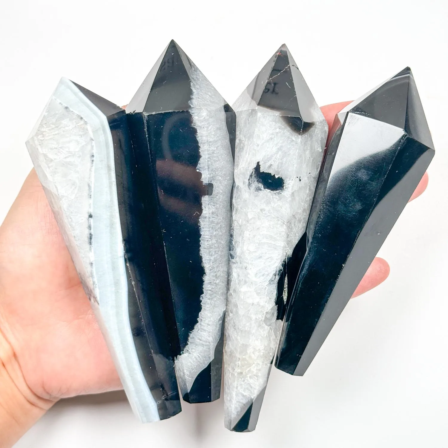 Wholesale Natural Crystal Healing Wands Premium Quality Black Sardonyx Wands for Meditation & Energy Clearing