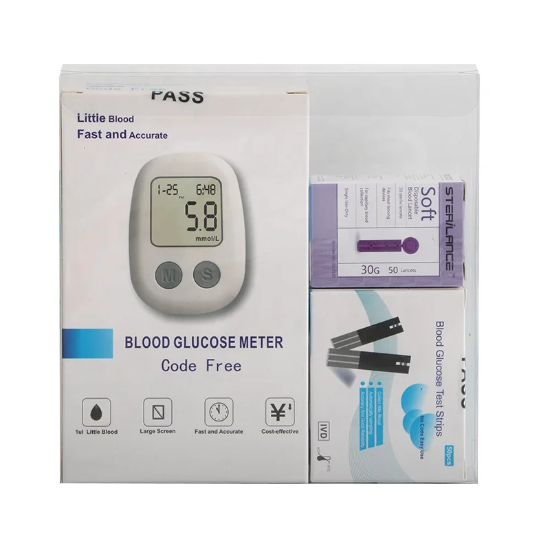 OEM Wholesale Portable Small Digital Blood Glucose Monitor Sugar Test System with 50 test Strip Paper and Needles Kit