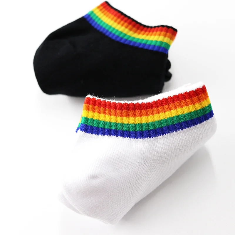 High quality breathable short pride loafer socks rainbow stripped no show socks summer
