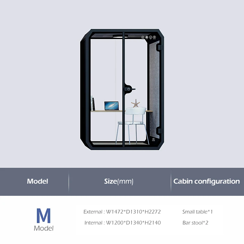 Home office acoustic pod meeting room work pods tempered glass booth soundproof