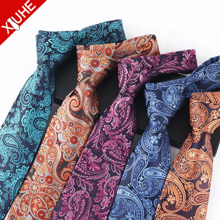 New Design Necktie Jacquard Floral Fashion Silk Tie Custom Paisley Pattern Polyester Mens Ties