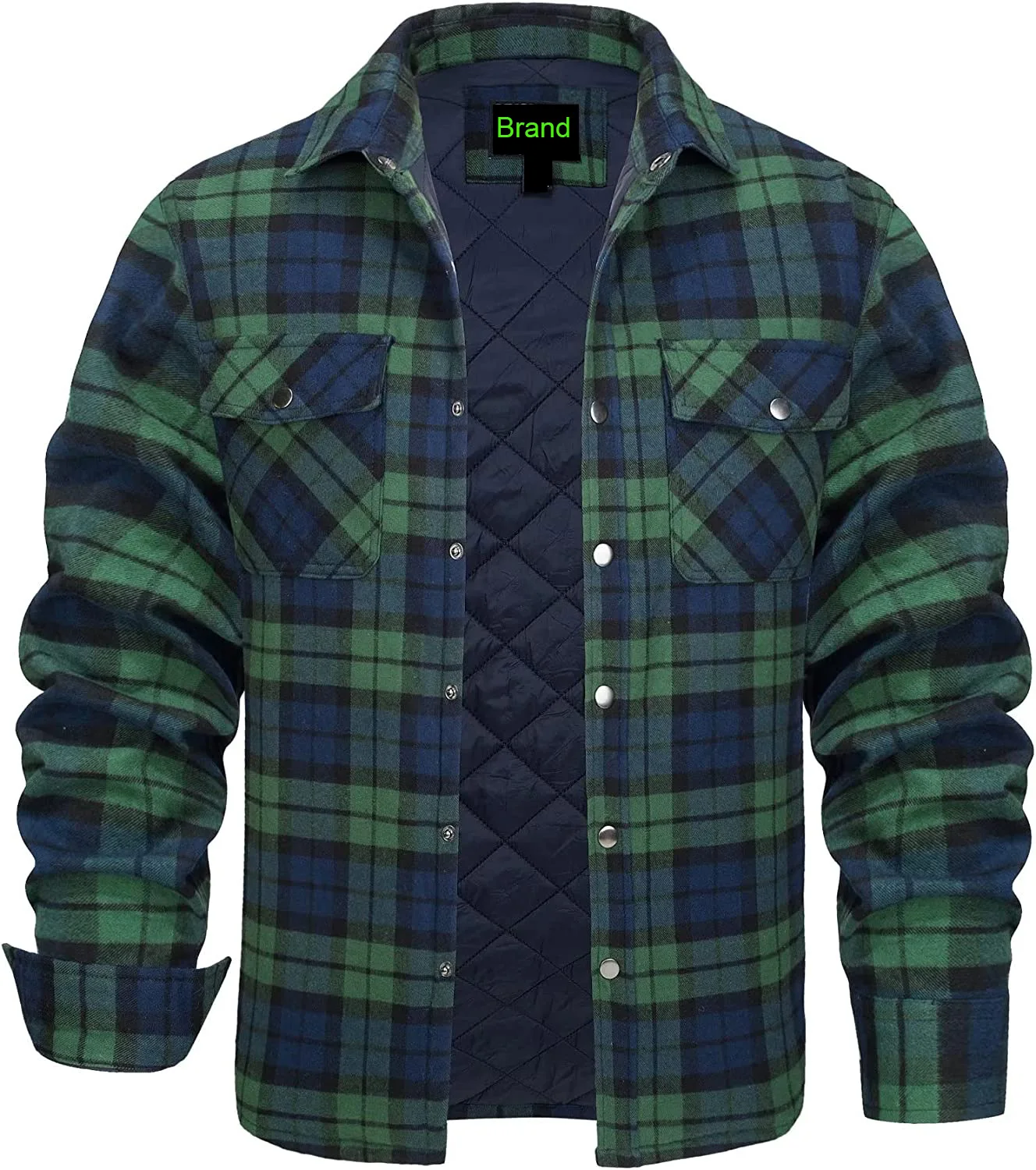 2023 Hot Selling Custom Logo Flannel Jacket USA Size Polyester Lining Quilted Flannel Jacket