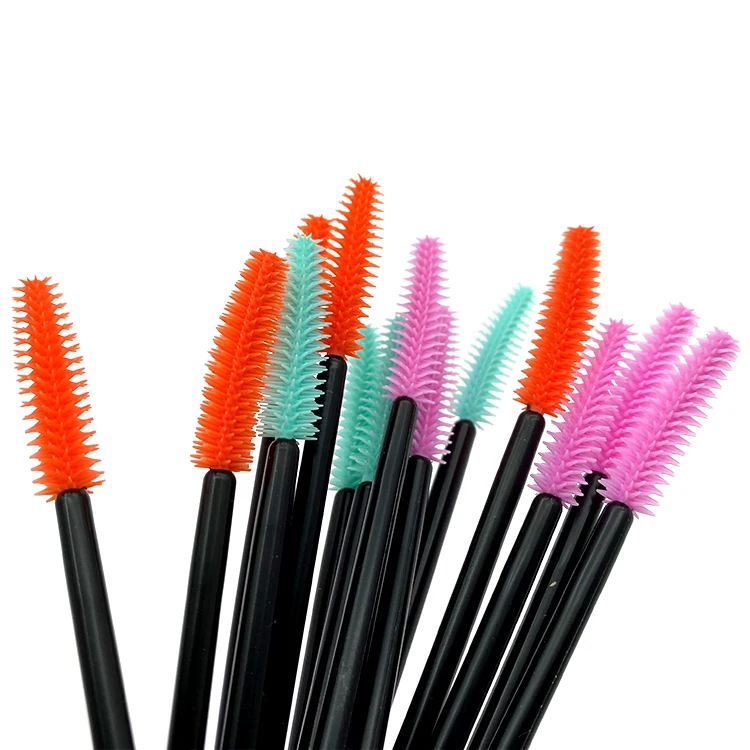 Silicone Black Glitter Disposable Mascara Wand Brush For Cosmetic With Lid
