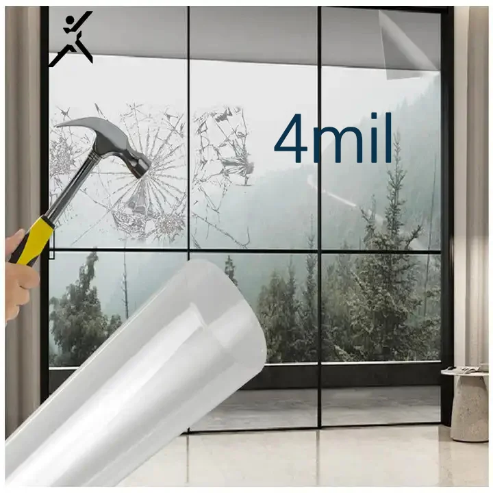 4MIL Safety Window Film Hight Definition Transparent  Explosion-Proof Window Film Household Furniture Protection Film