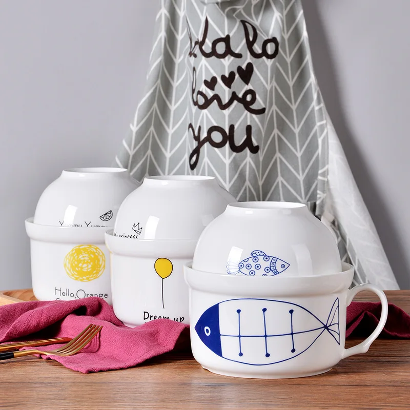 cat shape home beef oatmeal noodle mug instant ramen bowl instant bowl ceramic for noodle