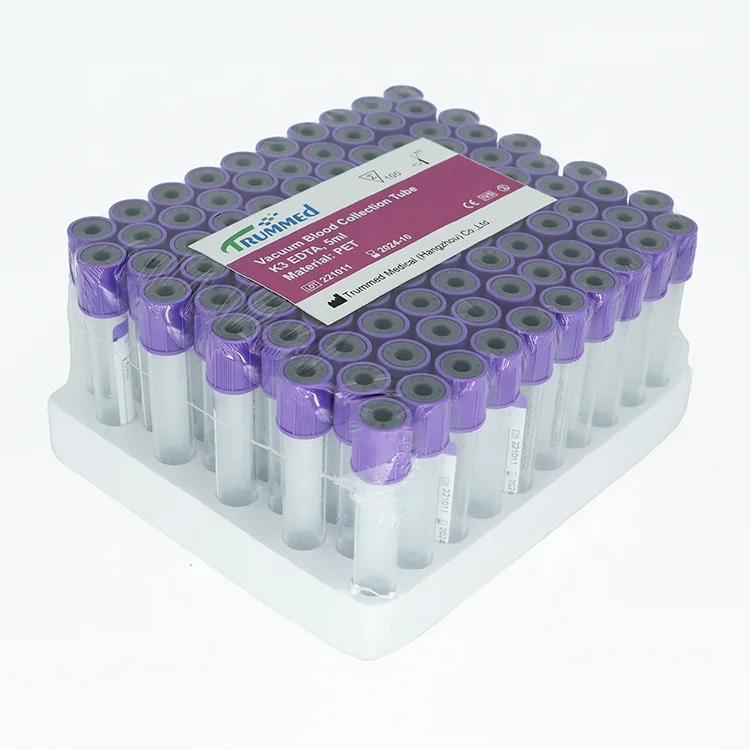 Best selling blood collection tubes 1.3m/2ml edta k2 edta tube k3 with purple color