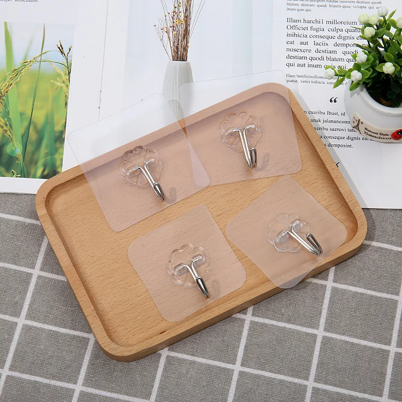 Hot Selling Strong Plastic Self Adhesive Hooks Transparent Cloth Hanger Hook