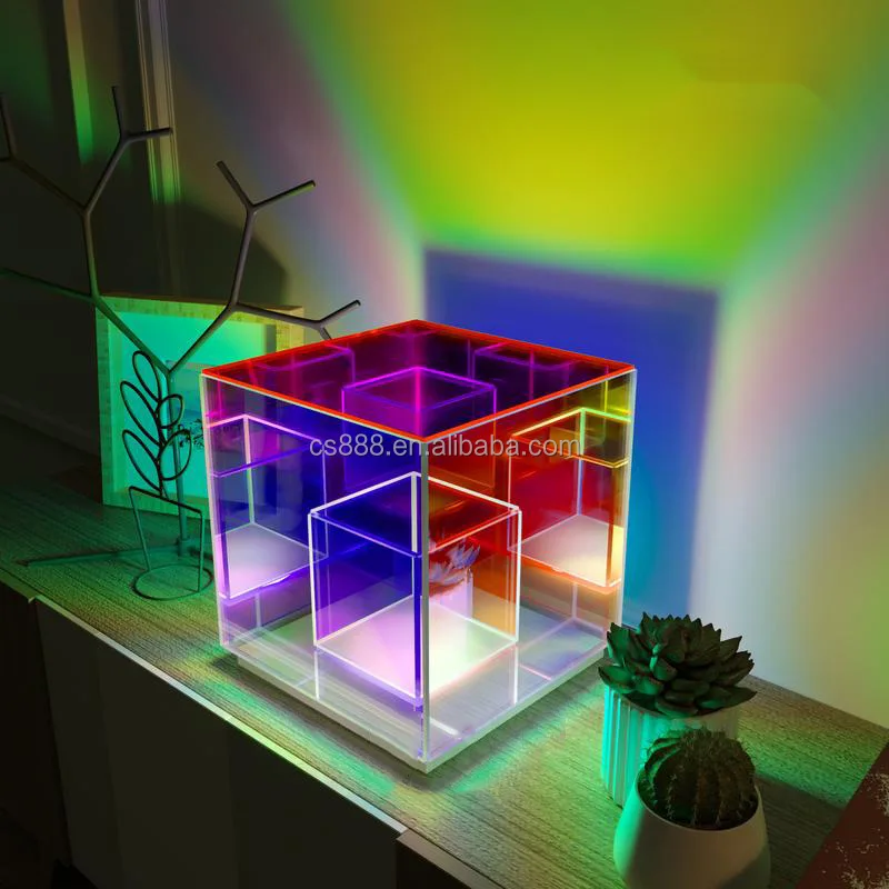 Прямая поставка с фабрики кубическая лампа rubik для спальни дивана настольного компьютера RGB атмосферная акриловая Волшебная