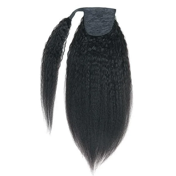 DKL Wholesale Kinky Straight Ponytail Human Hair Afro Kinky Ponytail Hair Extensations Wrap Around Clip In Ponytail From Vietanm