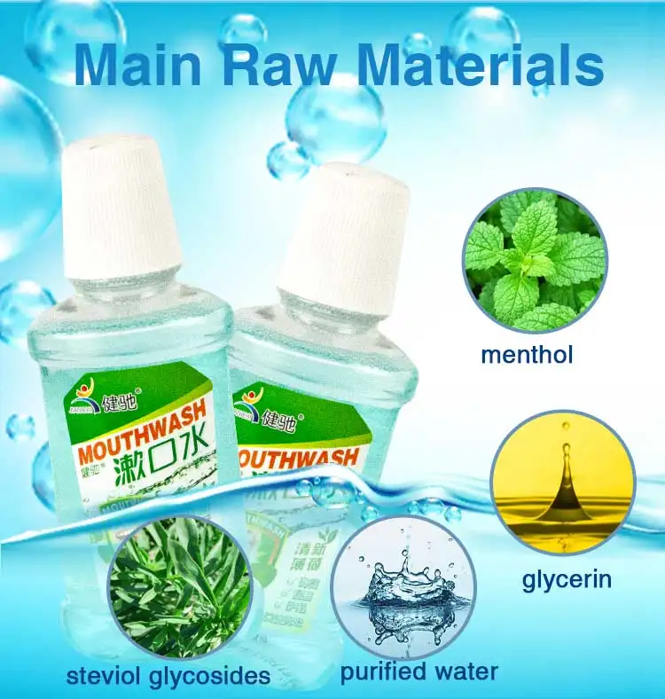 Private label travel organic whitening activated mouth wash bottle mint mouthwash