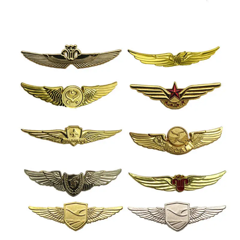 Manufacturer Design Your Own Cartoon Cute Anime Custom Metal Aircraft Airplane 3D Enamel Pin Badge Wings 3D Pin