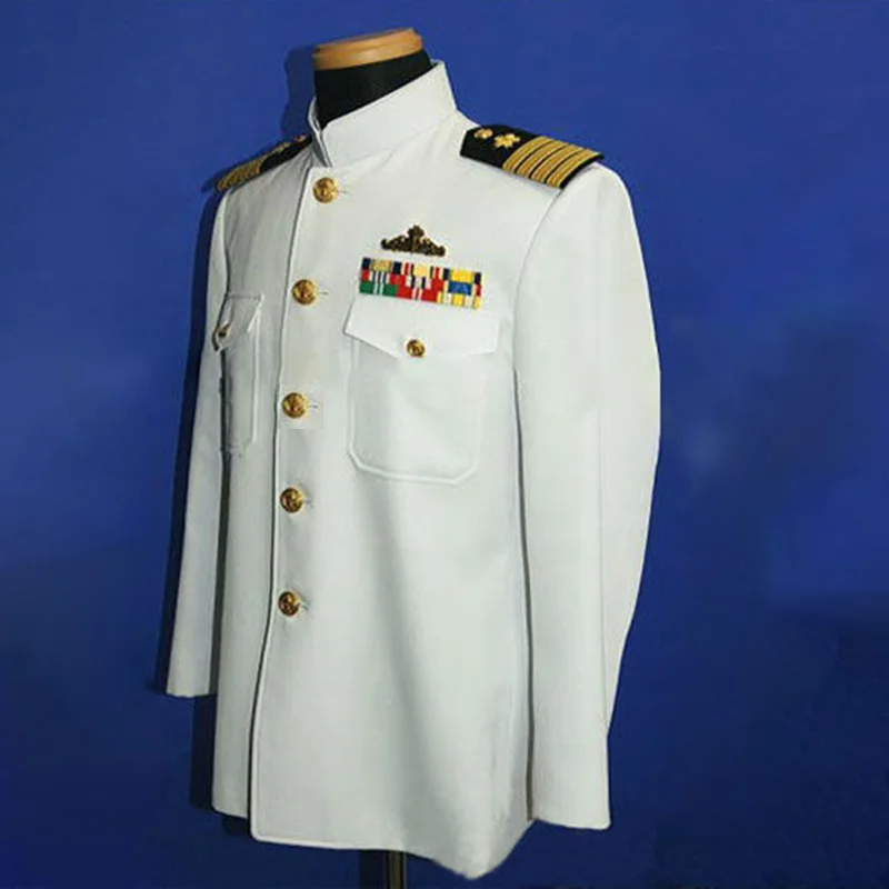 wool officer navy white uniform Stage performance uniform Drama props clothes