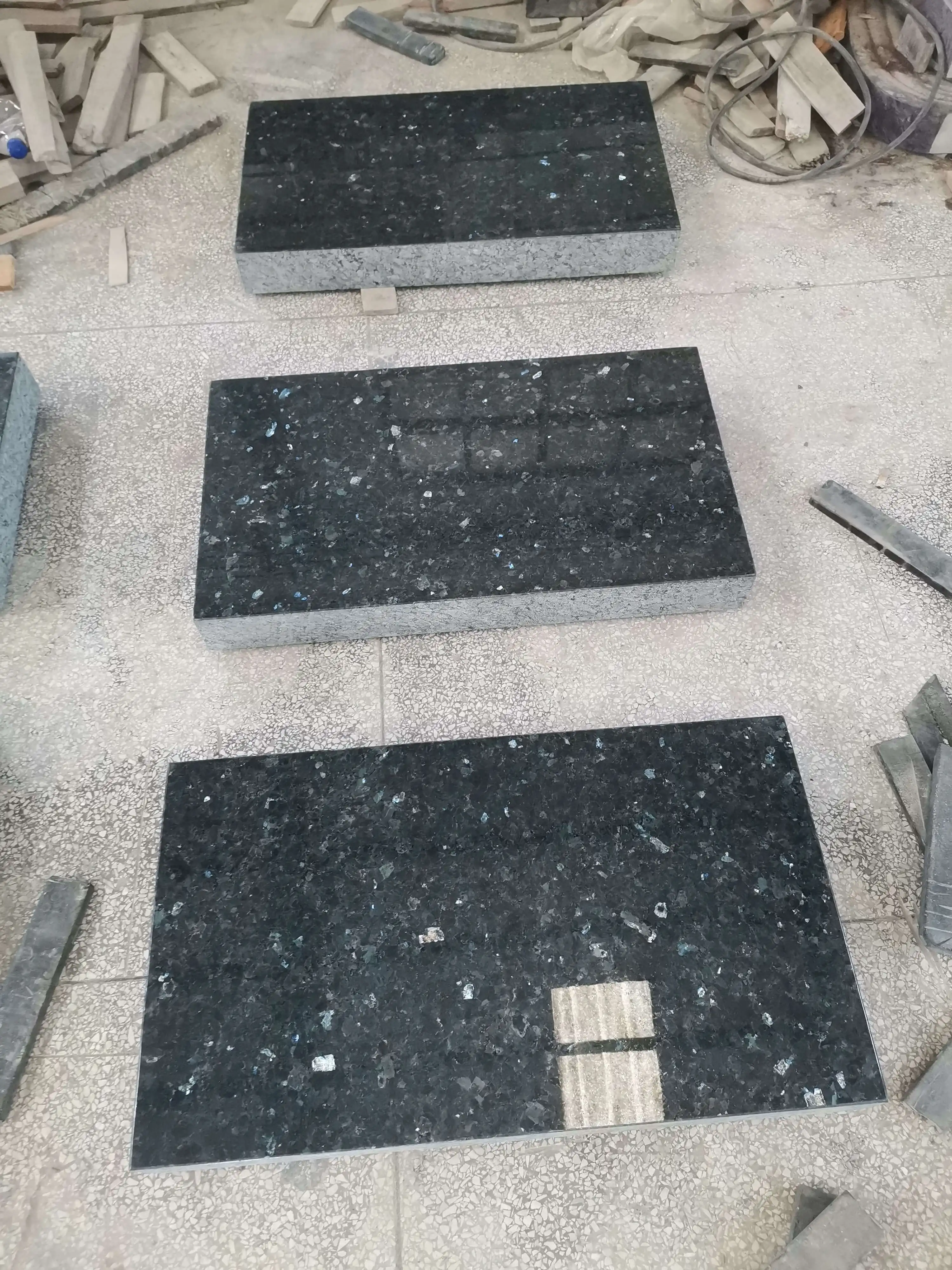 Hot Sell Blue Pearl Granite Marker/Upright Serp/Heart/Angle Headstones & Base Customized