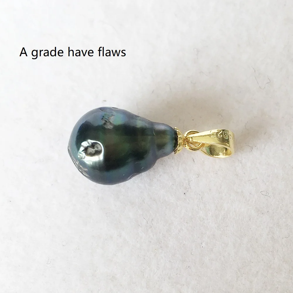 high quality fashion 925 silver gold plating nature Tahitian pearl pendant CHARM baroque shape