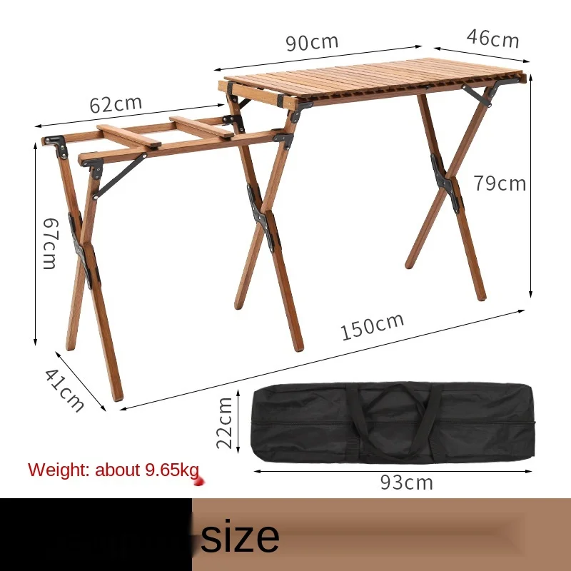 Multifunction 2 in 1 Camping Folding Roll Wooden Table Outdoor Portable Picnic Tables BBQ Foldable Desks