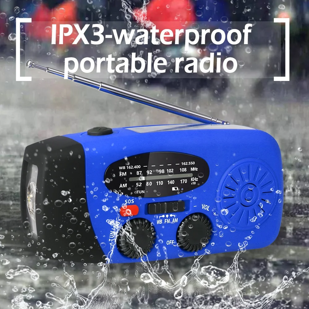 Портативный 2000 мАч Power Bank Солнечная AM/FM радио ручной аварийный 3 в 1 портативное фонарик с лампа для