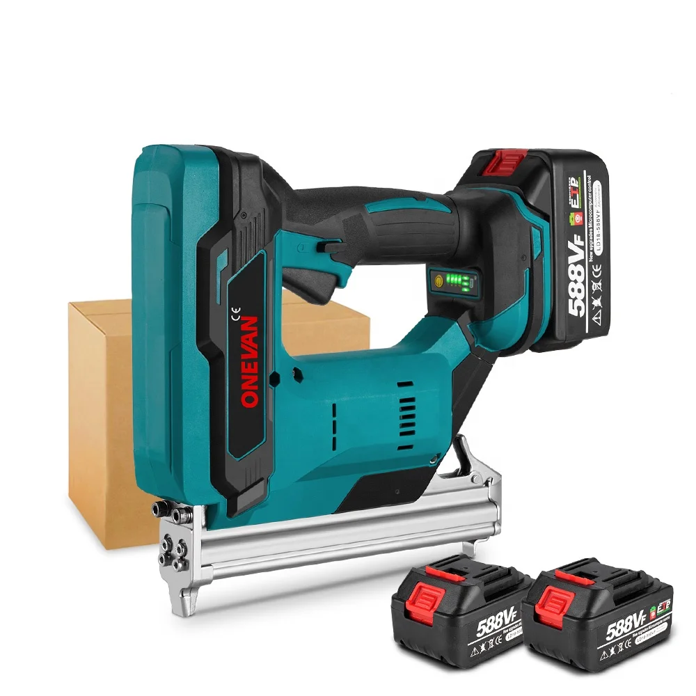 ONEVAN 422J Brushless Electric Nail Gun U Nailer 2 Gear Cordless Stapler Nailer Woodworking Power Tool