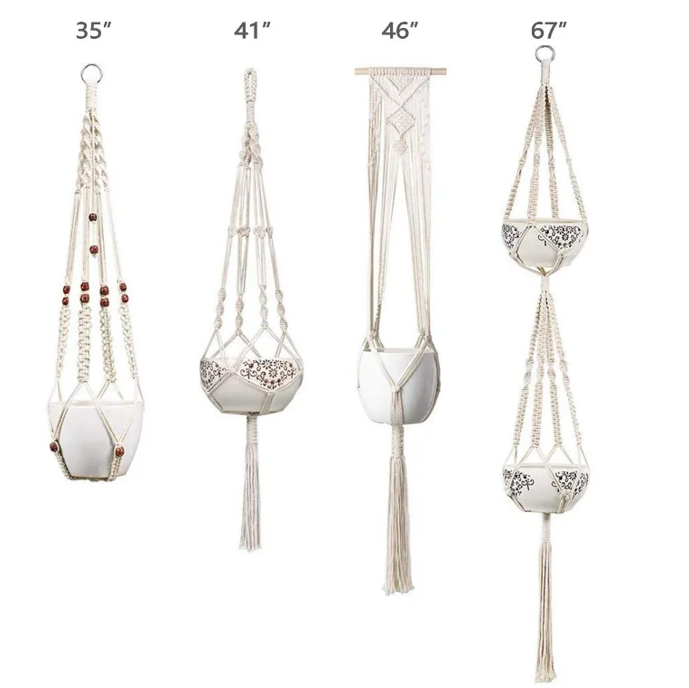 Boho Home Decor 4 Pack Different Tiers Indoor Hanging Planters Basket with 4 Hooks