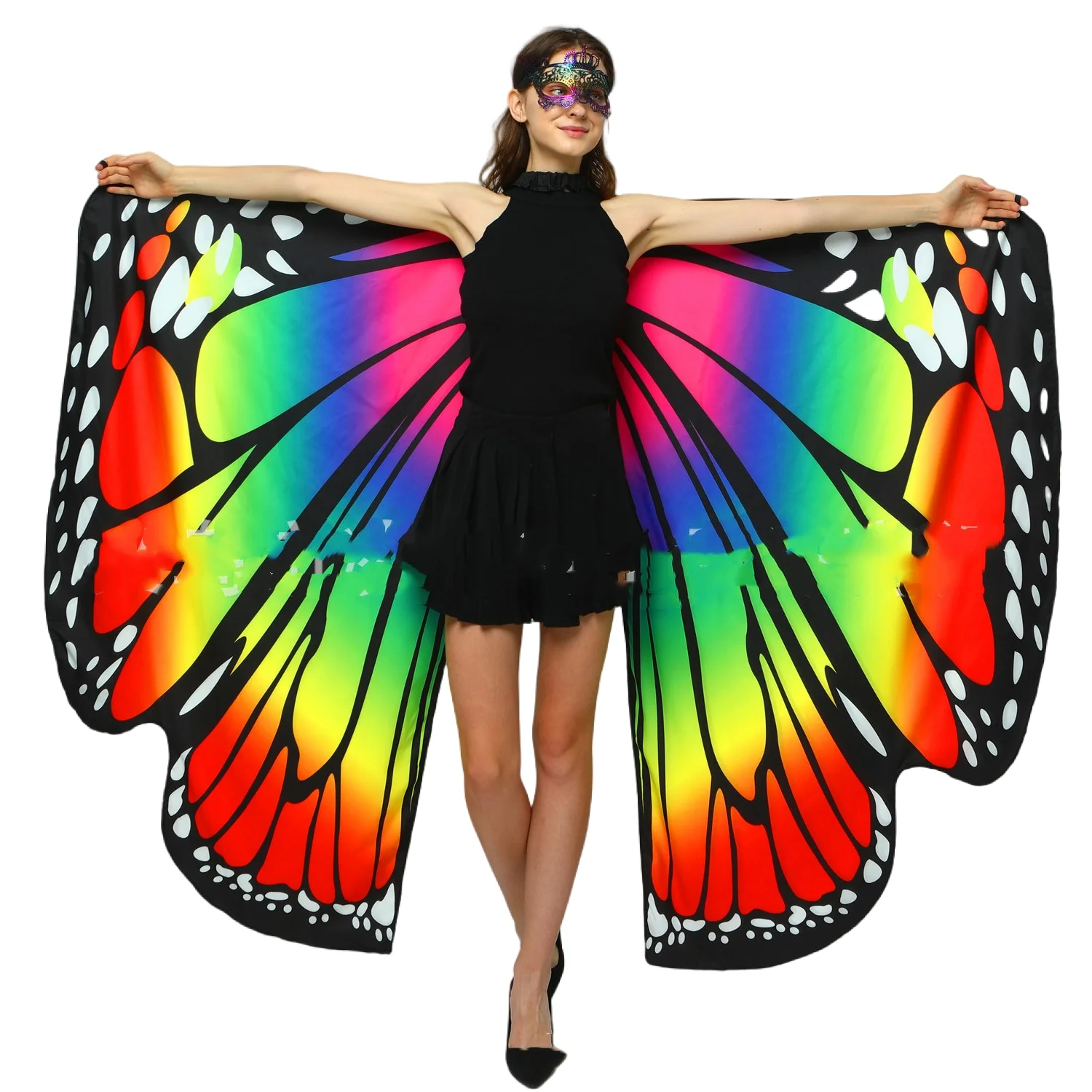 Halloween Costumes Butterfly Wings for Women Adults Double-Sided Printing Fairy Wings Cape Party Dress Up Carnival Party Outfit